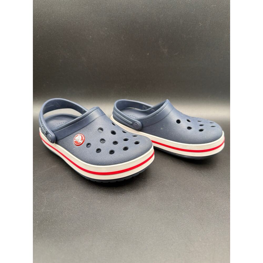 Crocs Kids Classic Clogs Navy Red White Slip On Shoes Youth Sandals size 11 - Picture 3 of 6
